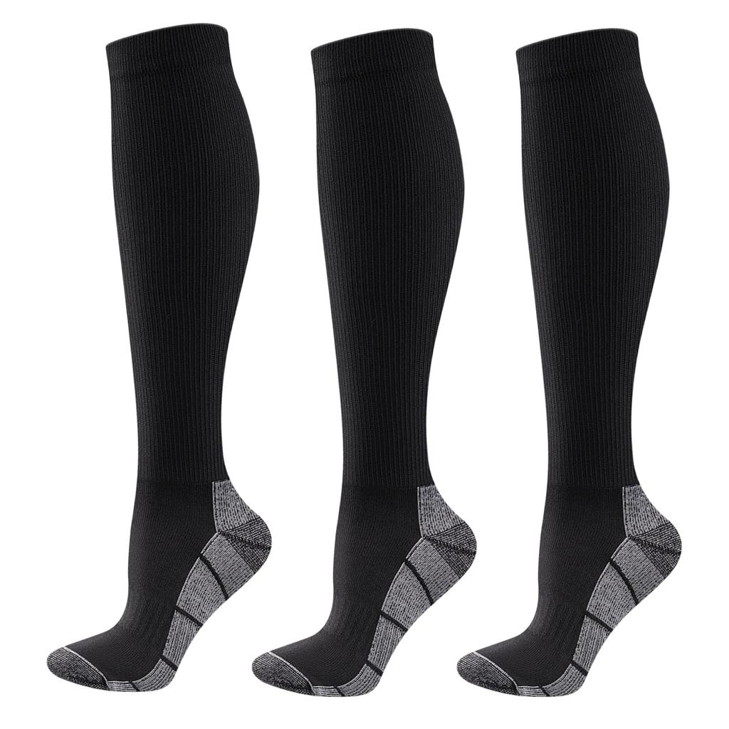 YUEDEGE Kompressionssocken für Sport Radfahren Kompression Geeignet für 3er-Set Herren, Schwarz, Socken, Walking, Laufen, Socken, Strümpfe, Herren, 25-27cm,