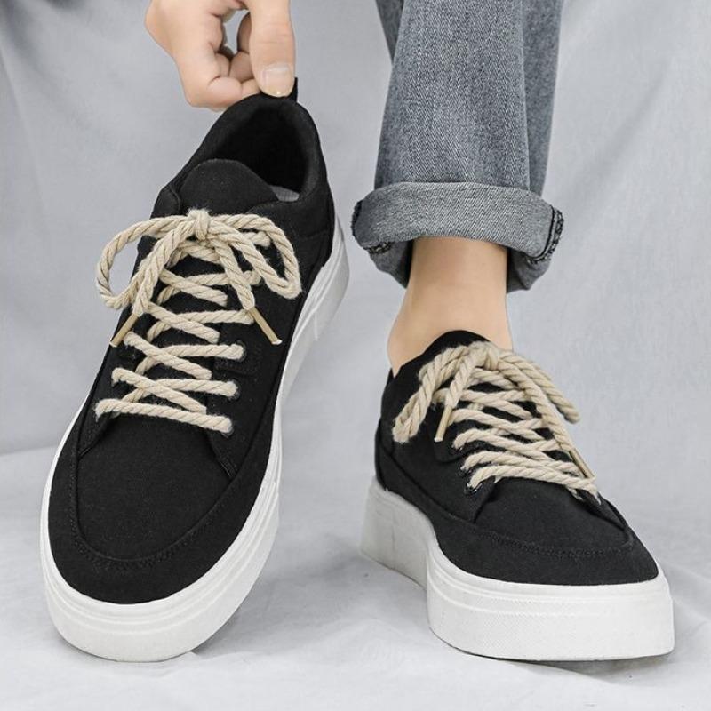 Fashion Youth Men's Student Board Shoes 2025 New Solid Comfortable Flats Casual Shoes Lace-up Round-toe Sneakers Tenis Masculino