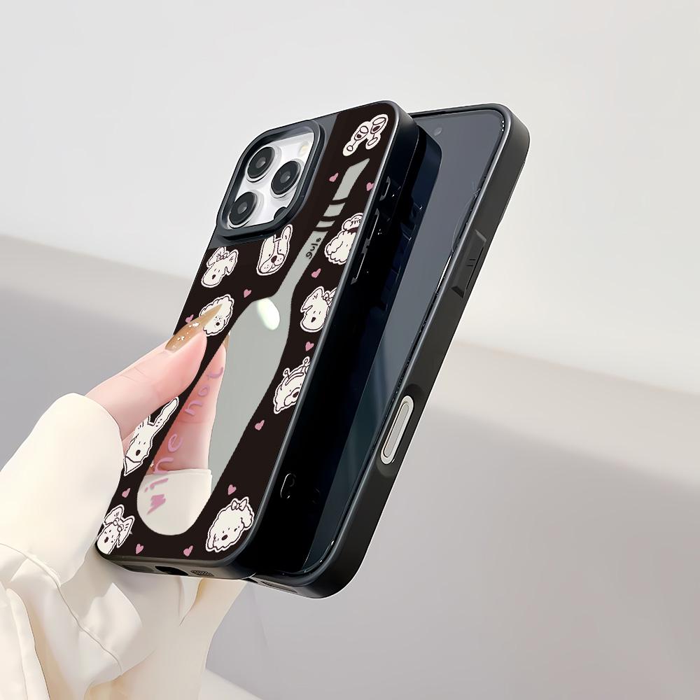 Mirror Phone Case for iPhone 15 11 13 14 for 15 16 Pro Max 12 13 16 Pro Cloud Flower and Animal Cute Style Phone Case