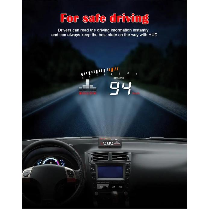X5 OBD2 HUD Car Head Up Display Digital Speedometer On Board Computer Windshield Projector Water Temperature Voltage
