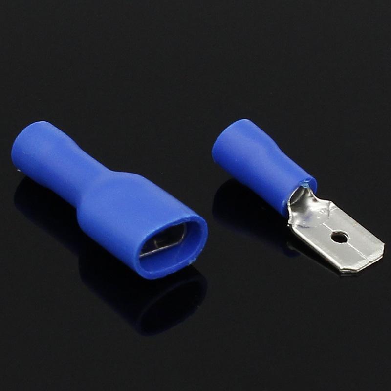 200PCS 6.3mm Female Male Spade Insulated Electrical Crimp Terminal Connectors H1E1 Cable Terminals