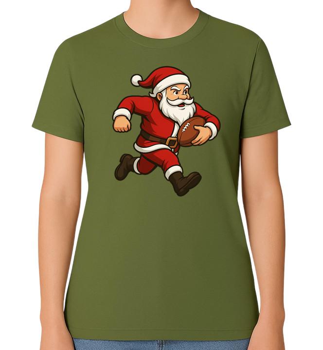 Santa Playing Rugby T-Shirt Winter Christmas Merry Xmas Top S