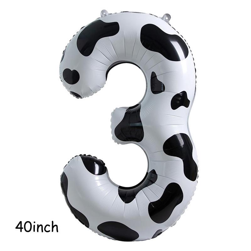 1pcs American Version 40inch Cow Print Large Cartoon Digital Balloon Black and White Print Children and Baby's Birthday Number