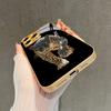 Cool Leopard Animal Print Gold Metallic Paint Glass Phone Case For iPhone 17 16 15 14 13 12 11 Pro Max 16 Plus 17 Air 16E Cover
