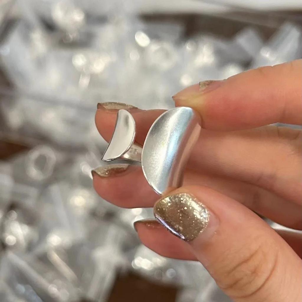 Sam Panda 925 Silver Simple Ring For Women Fine Jewelry Finger Adjustable Open Vintage Big Ball Ring For Party Birthday