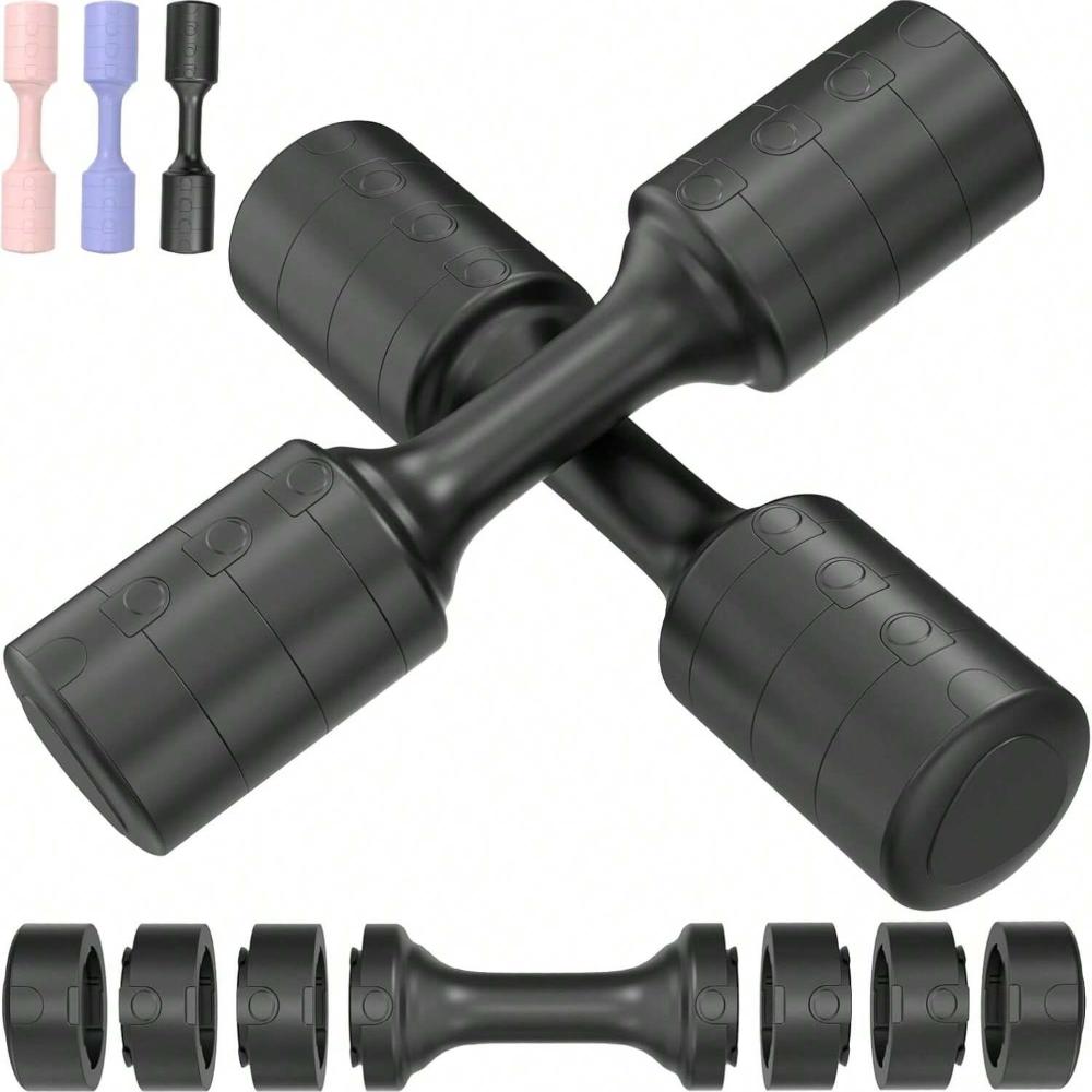 Weights Adjustable Dumbbell Set of 2, Each 2.2lb, 3.3lb, 4.4lb, 5.5lb Dumbbells for Women/Men, 4 in 1 Hand Weights Set for Home Gym Fitness Training