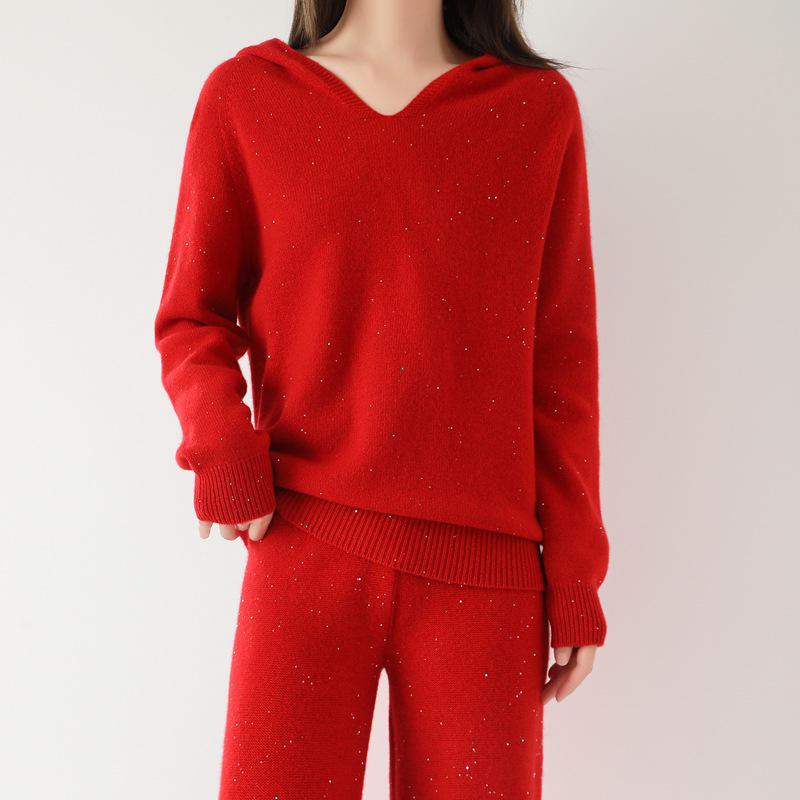 Wool Knit V-neck Sweater - Women's 2025 Autumn/Winter Collection