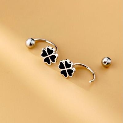 Delicate Four-Leaf Clover Earrings Temperament Screw Screw Buckle Simple Luxury Earrings Earrings Earrings Personalised Ladies Earrings