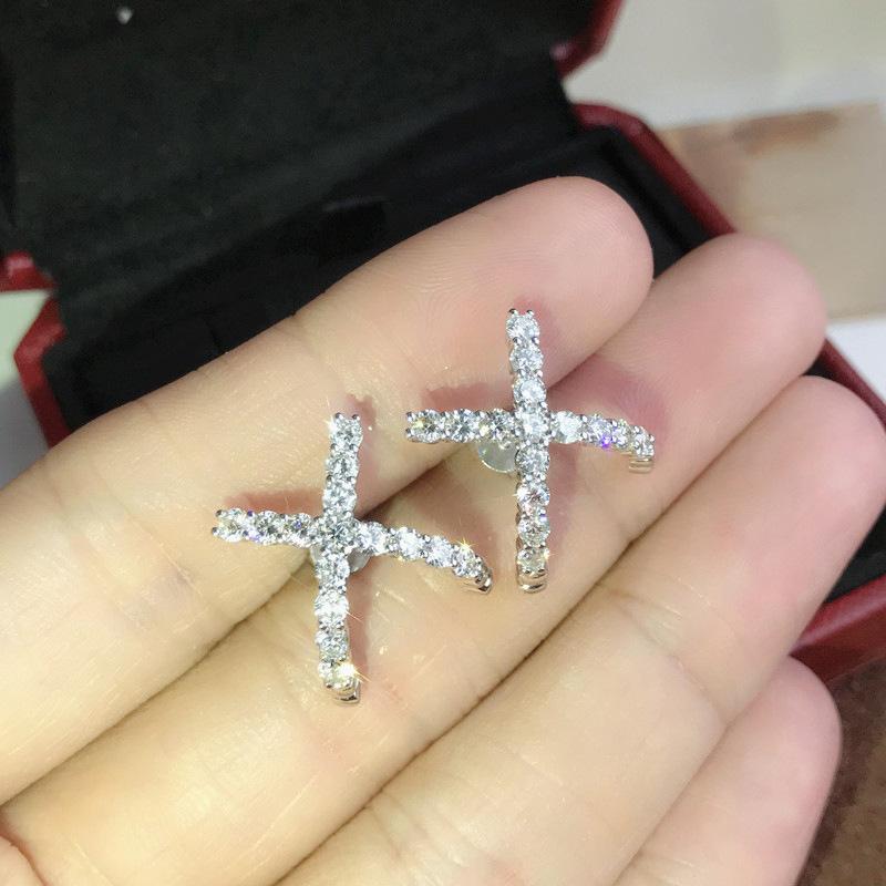 BELLA BOX Niche Cross X Stud Earrings For Women Foreign Style Design High-grade Sense Of Daily Commuting Fashion Earrings