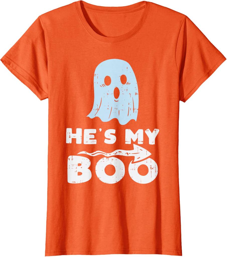 Hesshes My Boo Cute Matching Couple Halloween Tshirt Unisex Unisex Short Sleeve Spooky Season Tops Girlfriend Boyfriend Tshirts