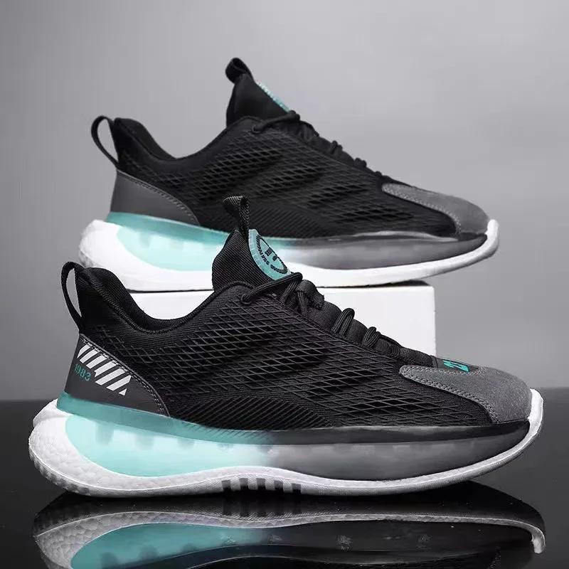 

Fashion Sneakers Men 2024 Spring New Breathable Running Shoes Soft Soled Mesh Surface Flying Woven Shoes Tenis Para Hombre 39 чорний