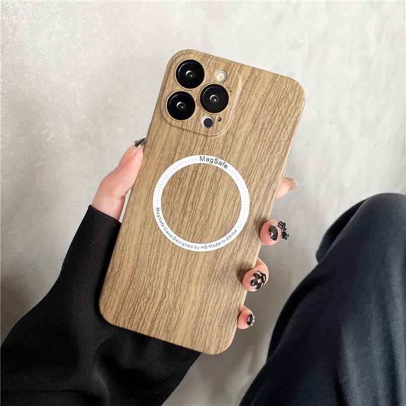 Suitable for IPhone16, Walnut Wood Grain Phone Case, Magnetic Charging, Full Cover of IPhone 15proMax, 14 Anti-drop Protective Case