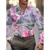 New Men's Long Sleeved Shirt 3D Butterfly Print Long Sleeved Luxurious Irregular Pattern Shirt Collar Top