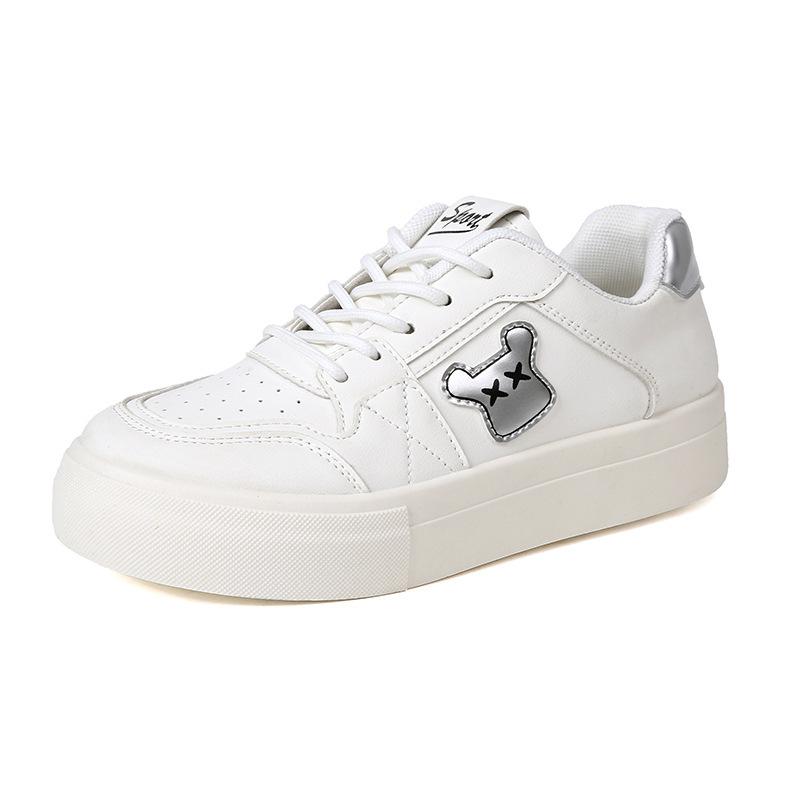 

Маленькие белые туфли женские весна-осень 2024 новые модели новые туфли на плоской подошве с низким верхом мягкая подошва повседневная кожаная спортивная обувь прилив 40 серебряный