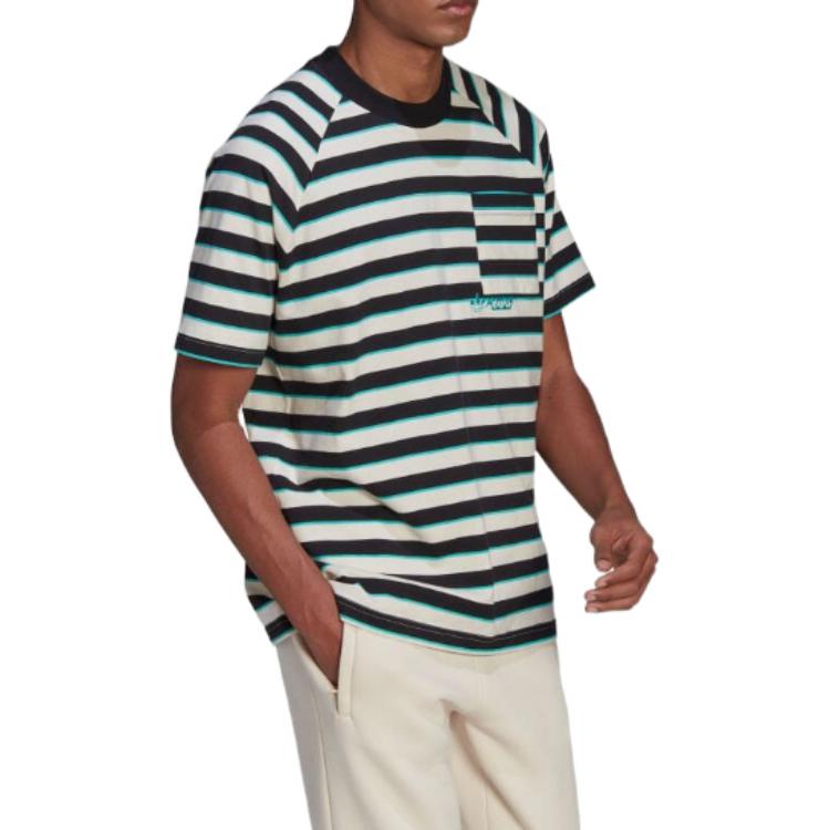 Adidas Originals Trefoil Stripe Pocket Crew Neck Short Sleeve T-Shirt Men Tops Green HT1662