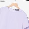 ZANZEA Women Short Sleeve Blouse and Skirts Casual Two Piece Suit Sets