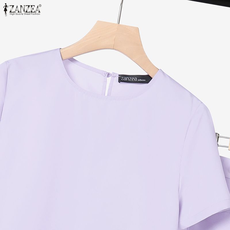 ZANZEA Women Short Sleeve Blouse and Skirts Casual Two Piece Suit Sets