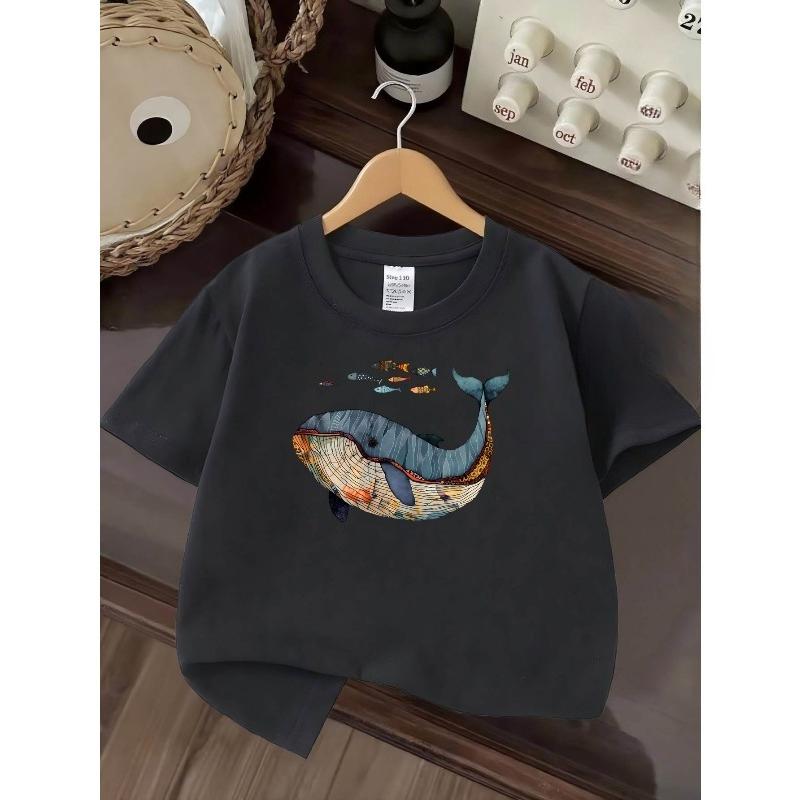 Europäische Größen Jungen T-Shirt Druck Design Kunst, Ideal für Outdoor-Aktivitäten, Weiches Gestricktes Oberteil, Bequem Und Atmungsaktiv, Geeignet für den Sommer