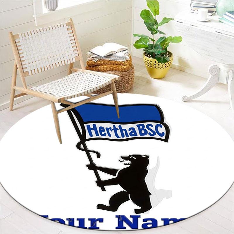 Hertha BSC Custom Name Round Area Rug,Carpet Rug for Living Room Bedroom Sofa Playroom Decor,Non-slip Floor Mat