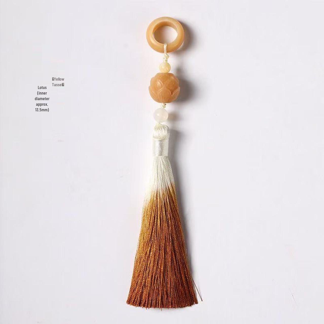 Retro Chinese Bodhi Beads Ring Accessories with Gradient Tassel Pendants