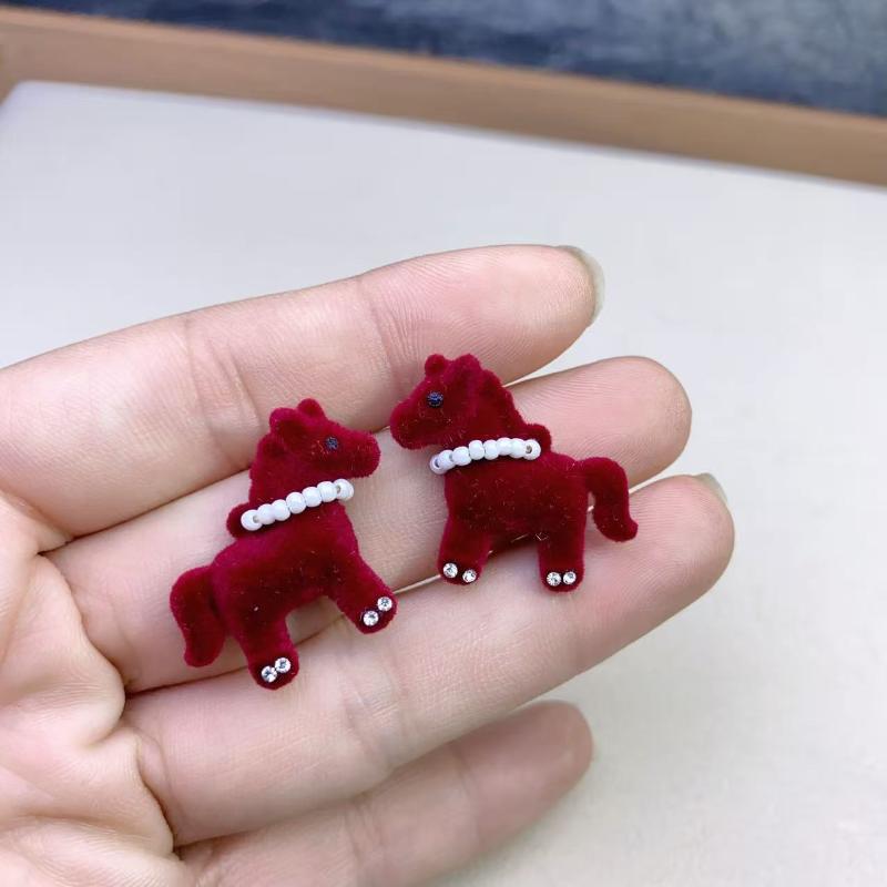 

Милые серьги-гвоздики с флокированным пони, простые элегантные мультяшные серьги с лошадкой, подарки на год