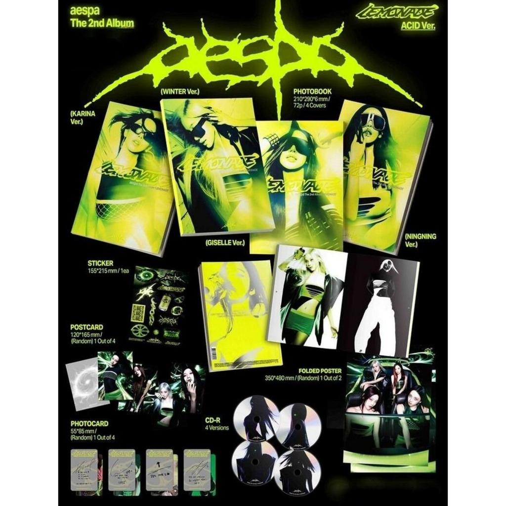 Aespa Il Secondo Album Armageddon Versione ACID. Set da 4 Fotocard Merchandising KPOP Oggetto da Collezione Ufficiale
