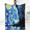 Van Gogh Starry Night Fleece Blanket – Famous Art Print Soft Cozy Throw for Living Room & Bedroom Home Decor