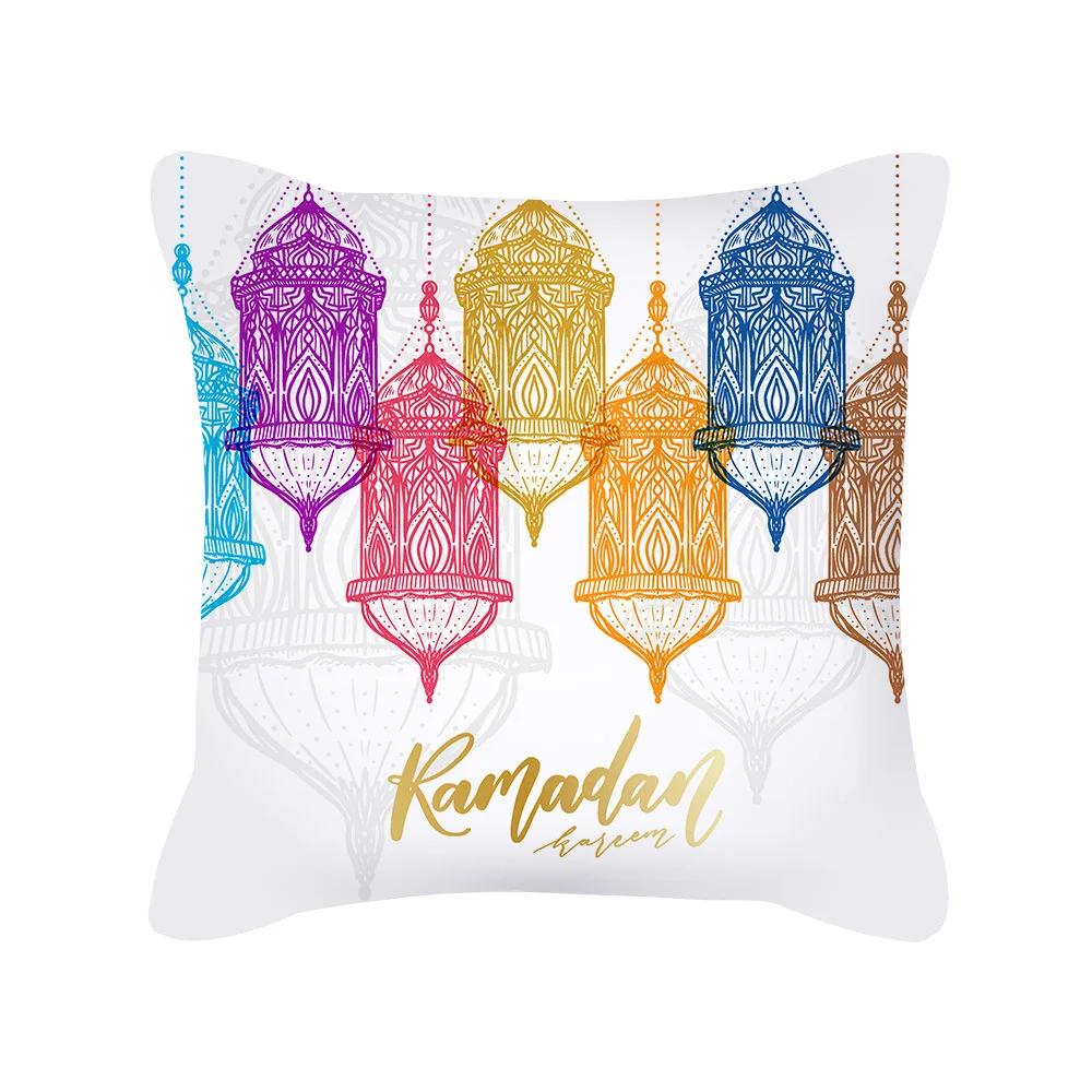 Ramadan Decorative Pillow Cover Moon Lantern Islamic Muhammad Holiday Cushion Cover Indoor Home Sofa Decor Polyester Pillowcase
