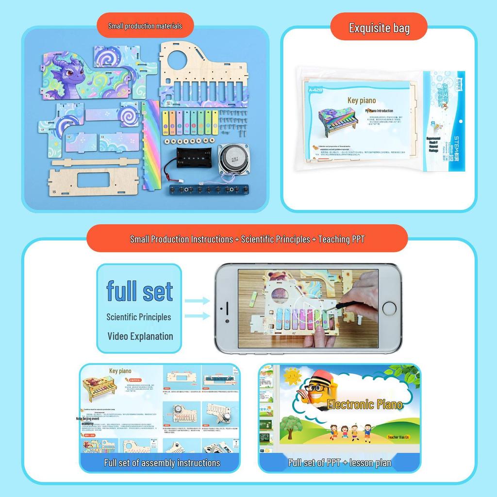 Educational Electronic Piano for Science Experiments in Schools: UV Color-Printed Teaching Aids for Primary & Secondary Students.
