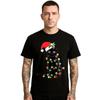 Black Cat Christmas Lights Santa Party Mens T Shirt Joke Gift Funny Xmas Tee Top Unisex T-Shirt