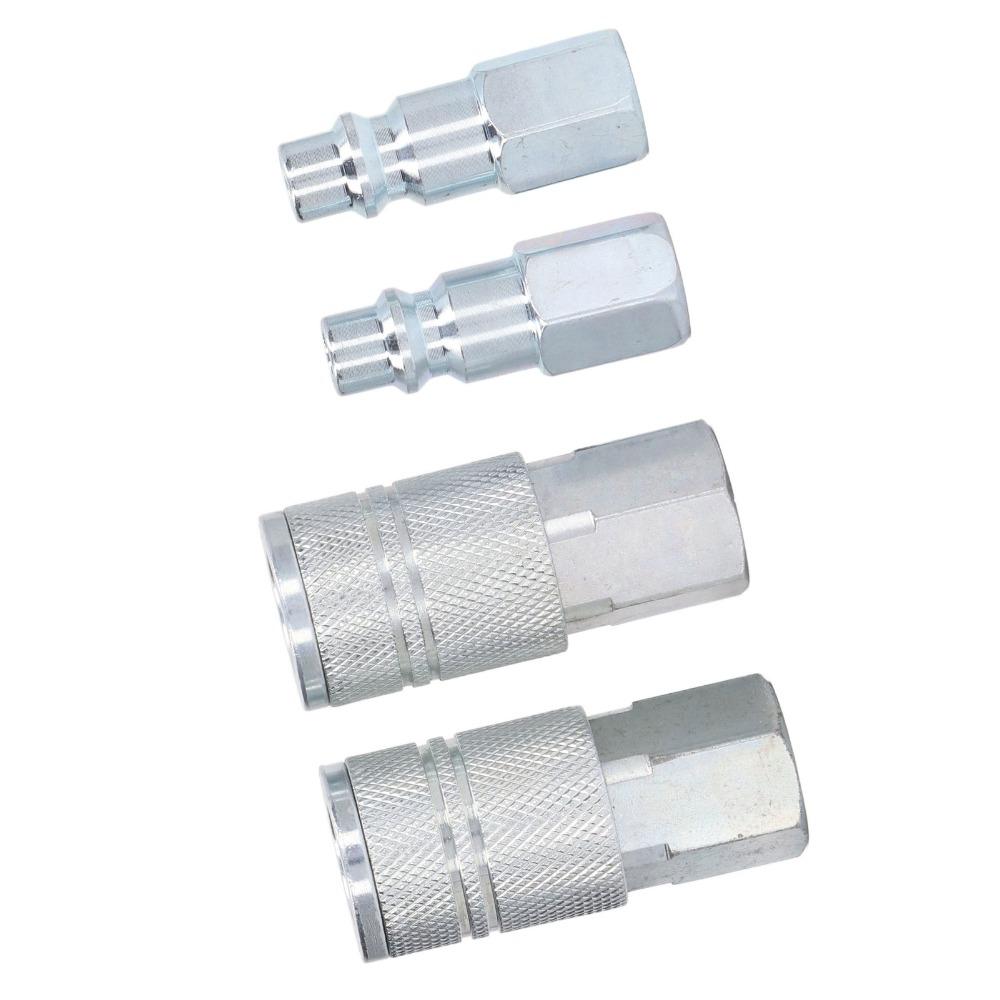 4PCS 3/8 Inch NPT Threads Industrial Air Coupler and Plug Kit 3/8" FNPT (Female NPT) Steel Quick Connect Fittings Set 300 PSI