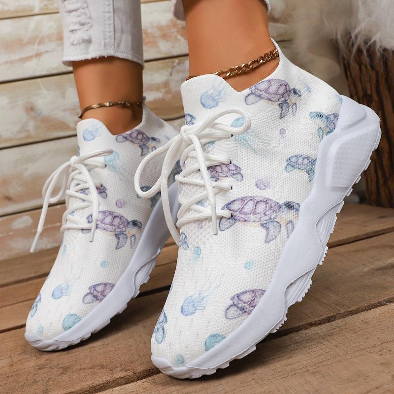 

Мода 2025 Новые Женские Дышащие Модные Повседневные Спортивные Туфли на Плоской Подошве Вязаная Нижняя Основа Толстая Подошва Одинарные Туфли Универсальные для Лета 42