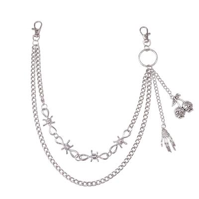 Long Metal Waist Chain Gothicism Waist Belt Punk Hook Trousers Pant Waist Link  for Various Clothing Styles