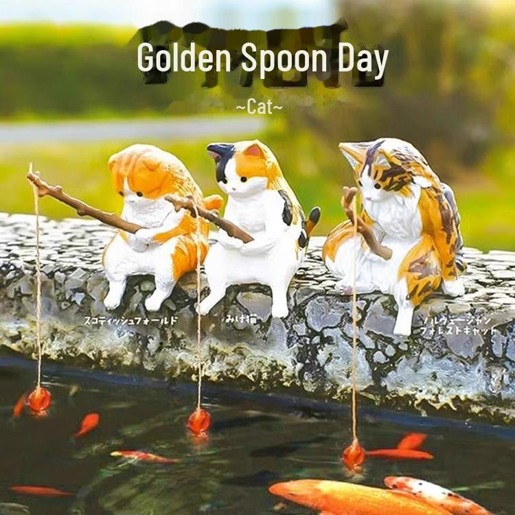 Creative and Cute Car Accessories: Cat Fishing Ornaments, Healing Doll, Console Screen, Rearview Mirror