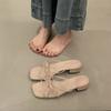 Women's Slippers New French Square Toe Bow Open Toe Cross Slim Strap Temperament Flip-Flop Sandals