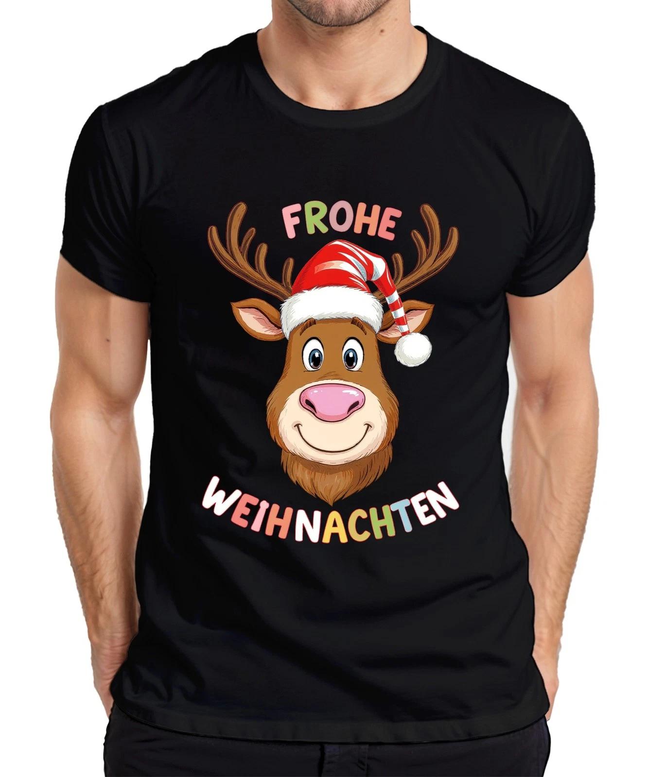 FROHE WEIHNACHTEN Rentier Weihnachtsmütze lustig kinder Geschenk Herren T-Shirt XS