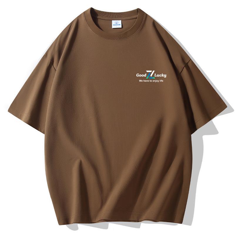 

Футболка Good Lucky Loose с коротким рукавом для мужчин, 100% хлопок, круглый вырез S коричневый