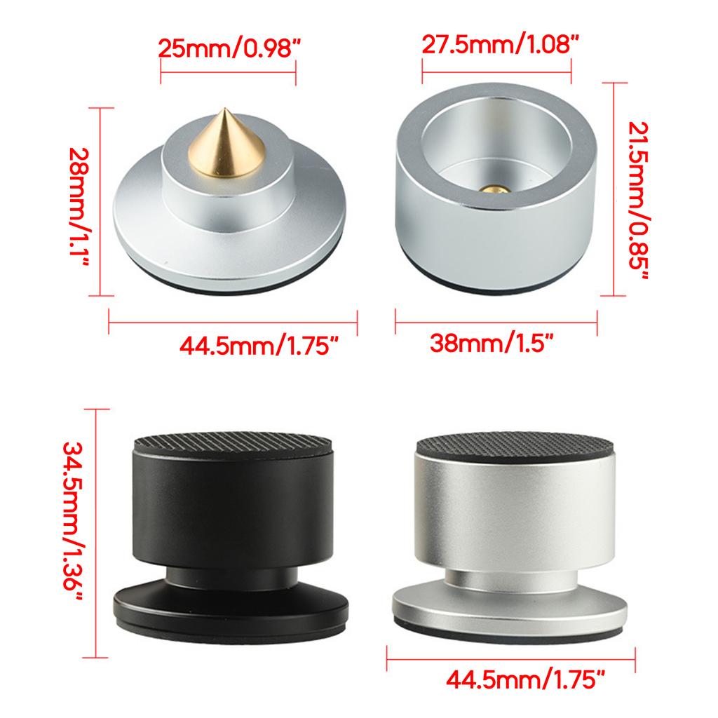 Aluminum Alloy Audio Foot Pad Nail Machine Tripod Silicone Anti-skid Gasket- Pads Speaker Shock Absorber Bracket- Stands