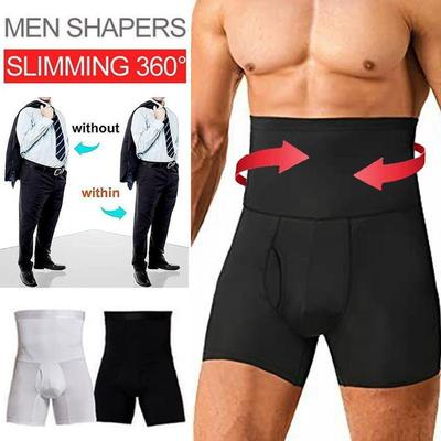 Calções Modeladores de Corpo Sem Costura Masculinos Cintura Alta Calcinhas de Controlo de Barriga Roupa Interior Emagrecedora Cuecas Boxer Calças Modeladoras Redutor de Cintura Redutor de Coxas