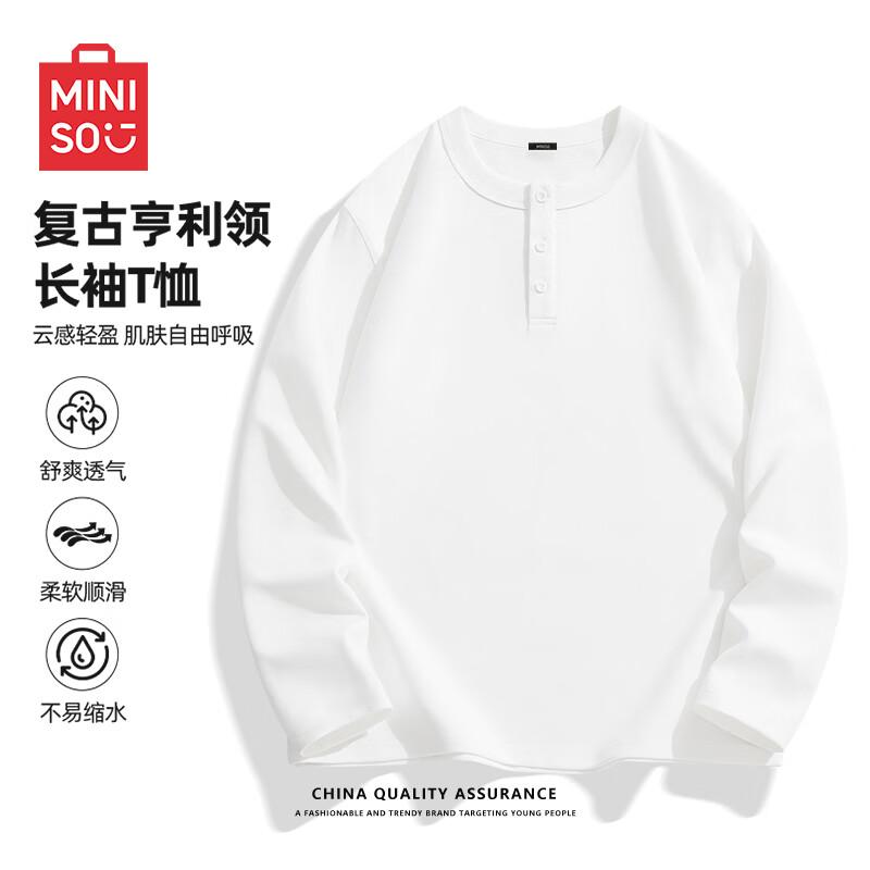 

MINISO Men s Retro Henley Long-Sleeve Anti-Bacterial T-Shirt 3XL