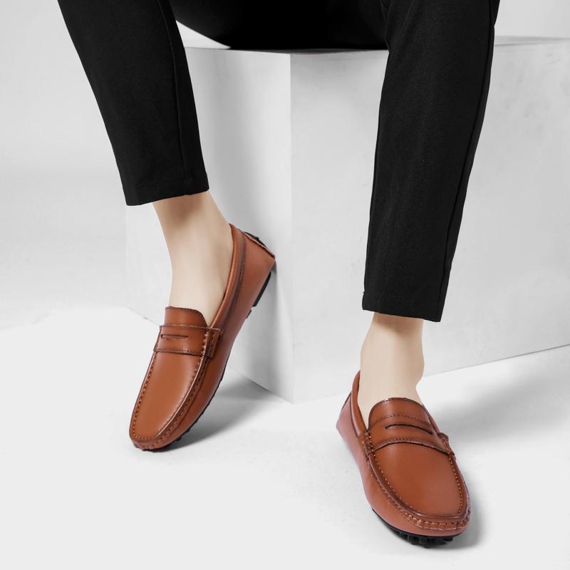 Zapatos de cuero genuino de talla grande, mocasines para hombre, zapatos casuales cómodos, mocasines planos para hombre, calzado para hombre