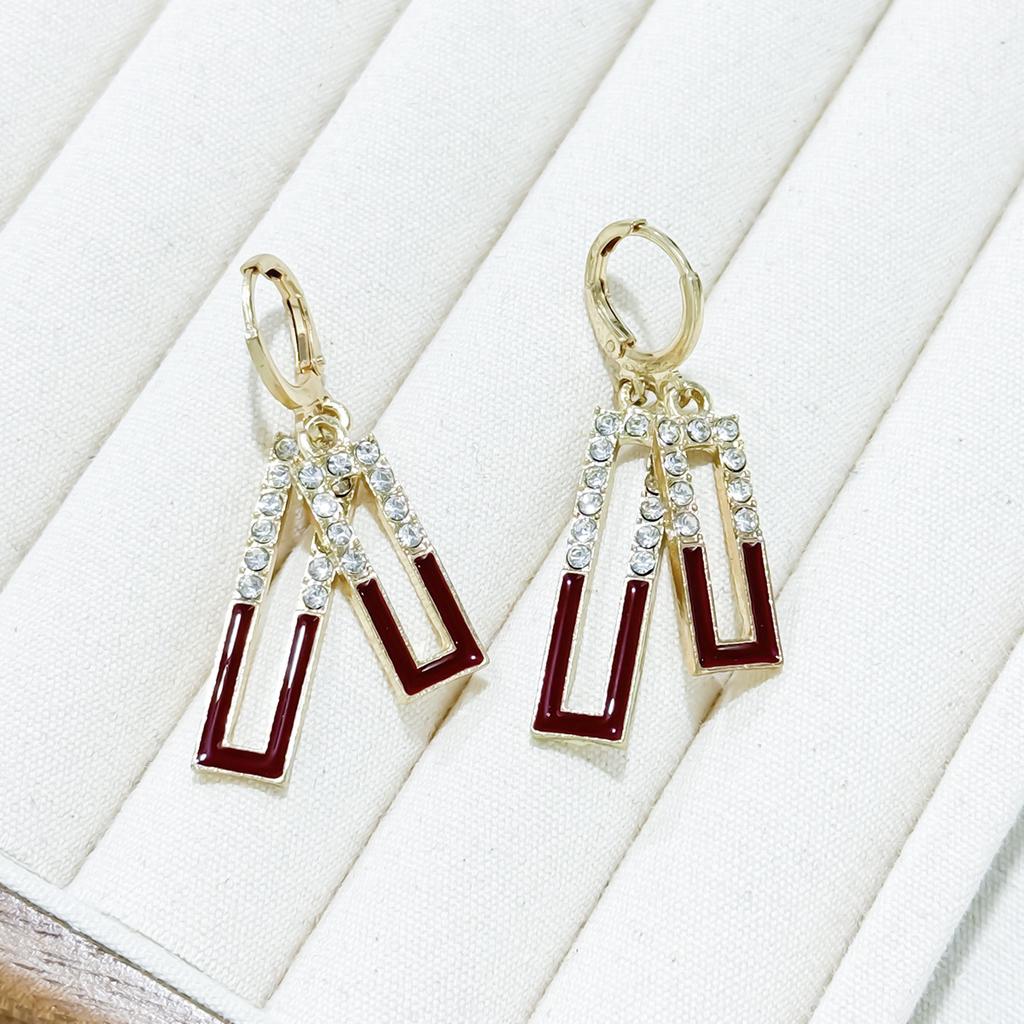 Tide Earrings Red Premium Earrings Design Sense Niche Versatile Temperament Stud Earrings Ear Jewelry