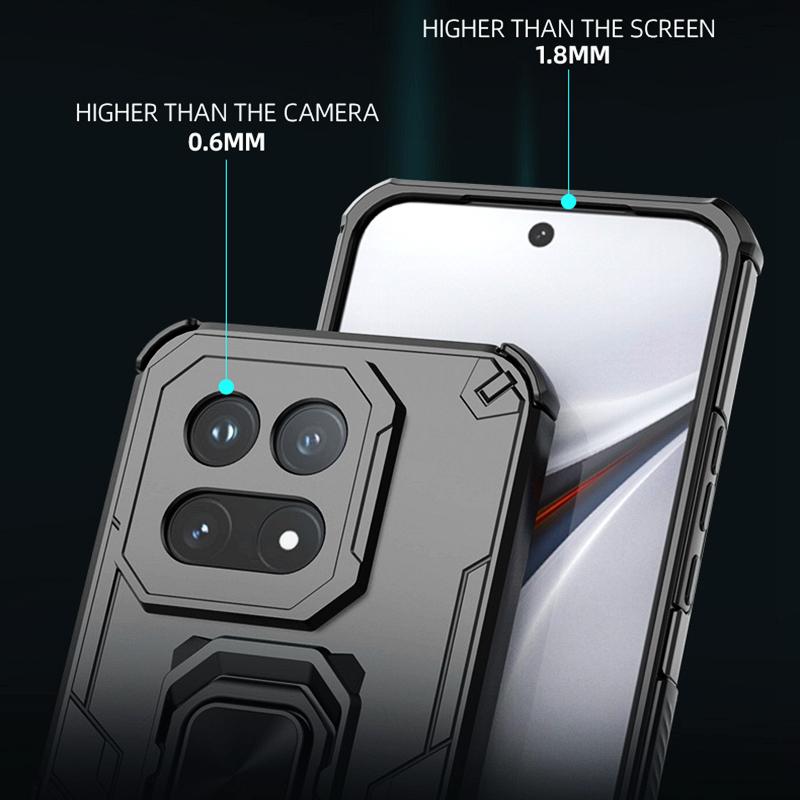 KEYSION Shockproof Armor Case for IQOO 15 5G Soft Silicone+PC Upright Metal Live Ring Stand Phone Back Cover for IQOO 15