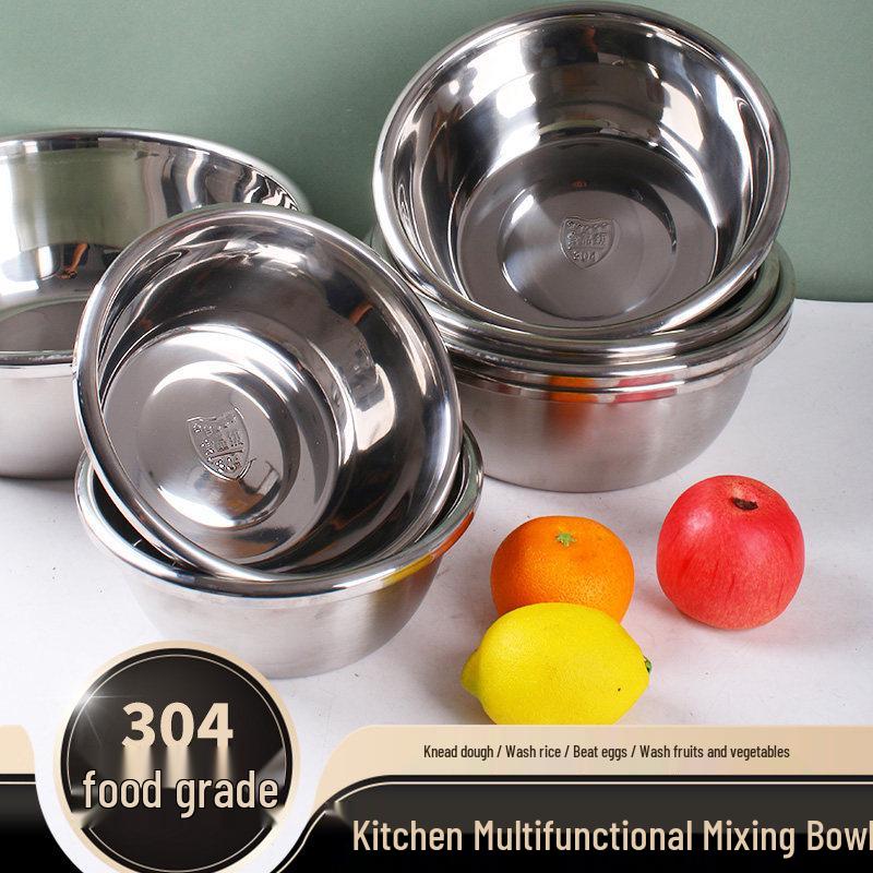 Multi-Functional Stainless Steel Mixing Bowl for Kitchens: Perfect for Mixing, Dough Kneading, Vegetable Washing, Egg Beating, and Seasoning.
