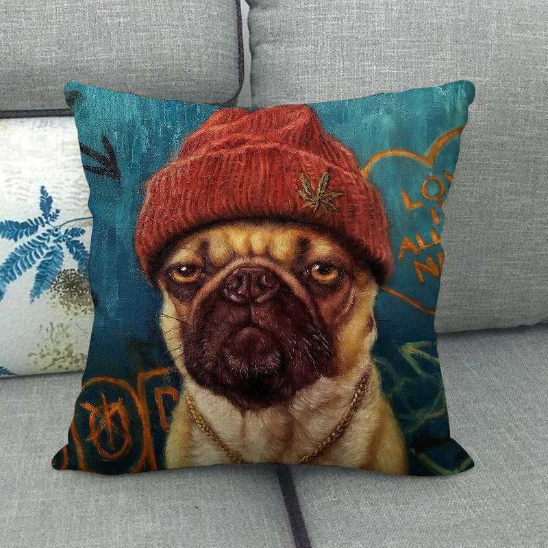 Oil Painting Of Animals - Pigs And Sheep Digital Printing Short Plush Pillow Covers For Car Sofa Office Cushion Cover Home Goods