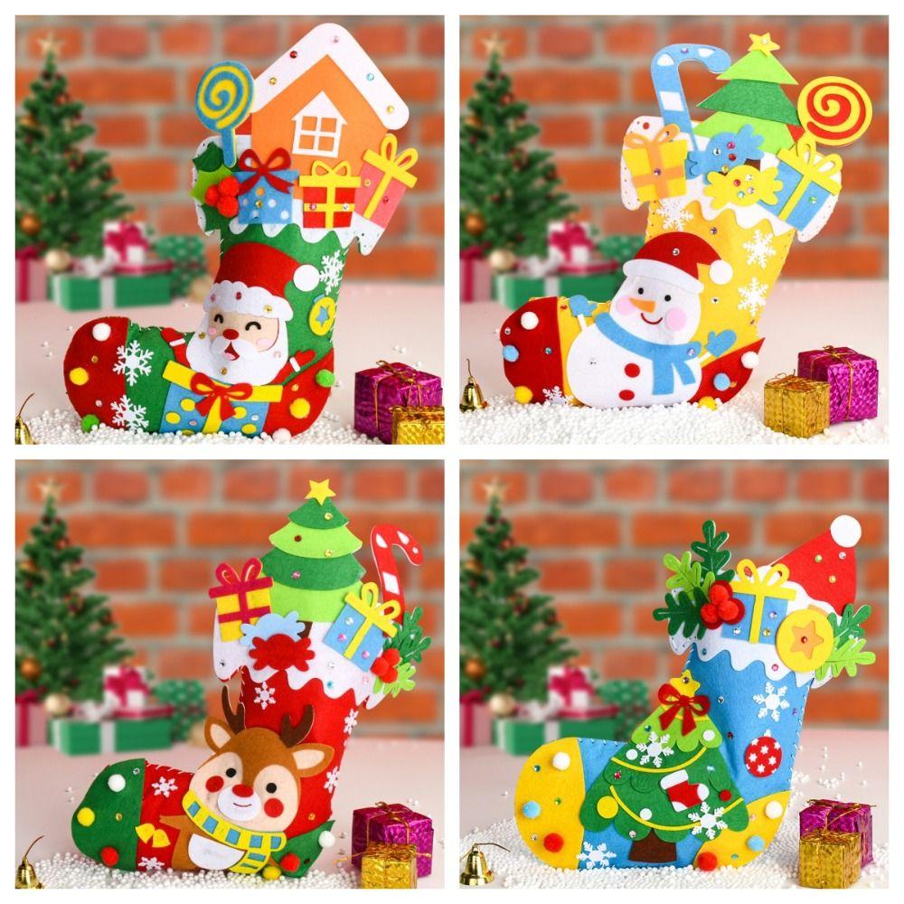 Non-woven Fabric DIY Christmas Stocking Snowman Portable Elk Xmas Bag  Party