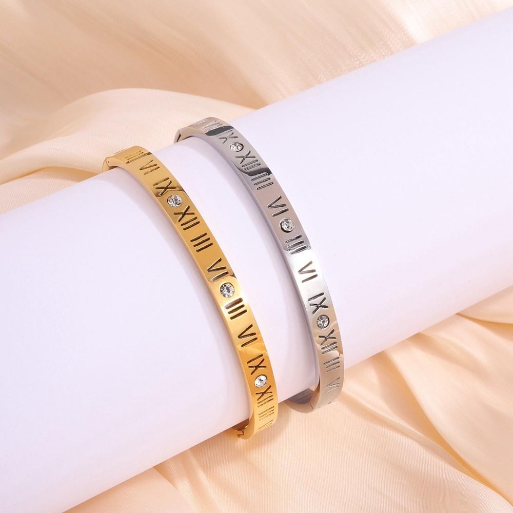 Titanium Steel , Roman Digital Diamond-encrusted , Girls' Advanced Sense, Popular Titanium Steel Does Not Fade