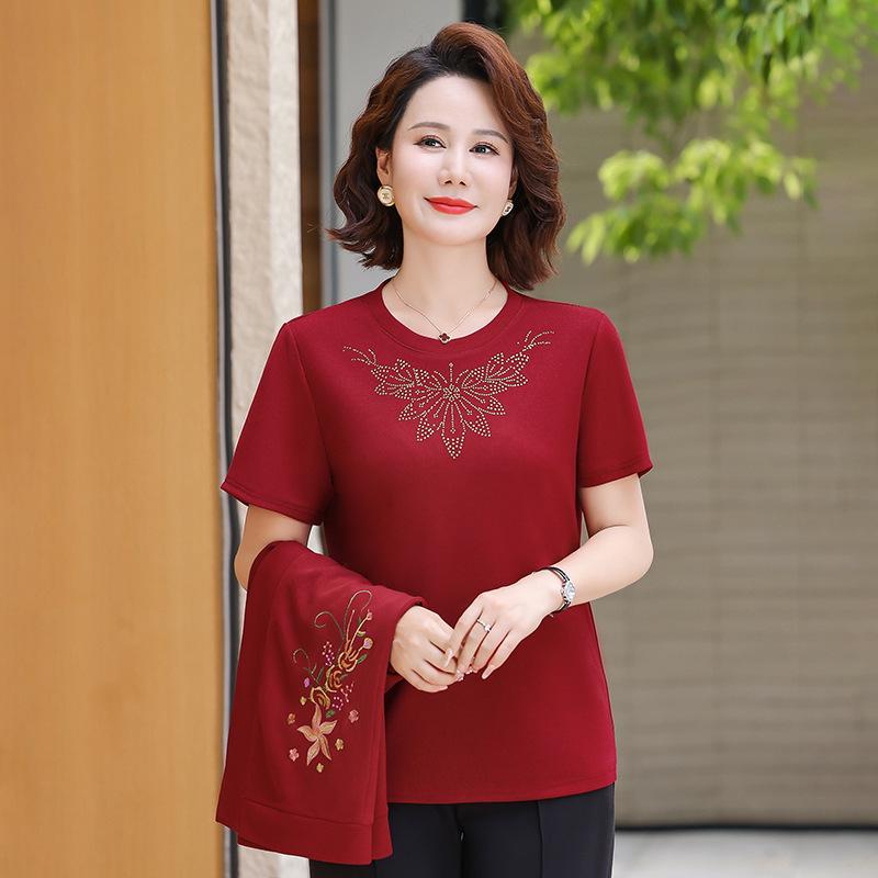 

Mother-in-law Spring Suit: Elegant Two-Piece Wedding Guest Outfit for Middle-Aged Women 3XL (125-135 lbs) вина червоного кольору