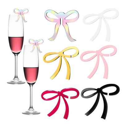 10 Pezzi Fiocchi Segnaposto per Bevande Marcatori per Bevande in Acrilico Charms Riutilizzabili a Forma di Fiocco per Bicchieri da Vino
