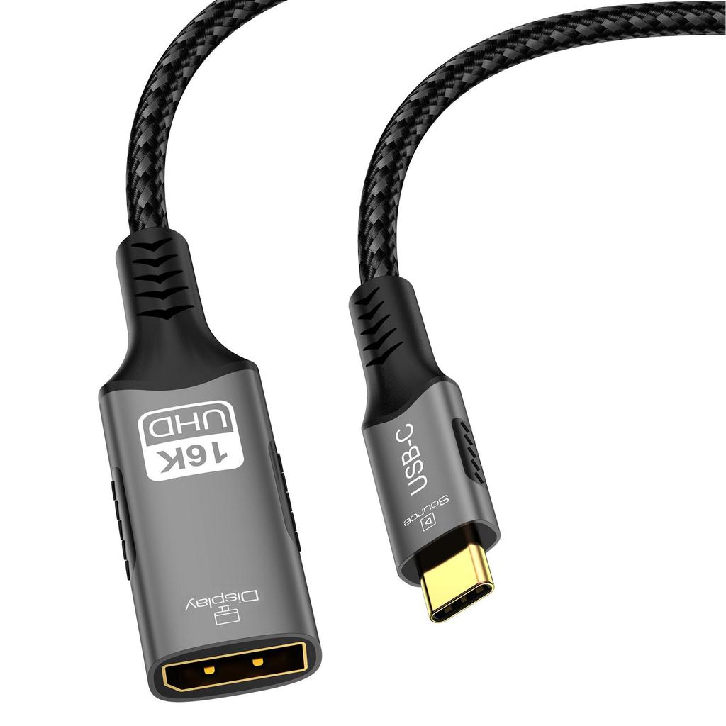 USB-C To DisplayPort 2.1 HD Video Converter Cable, 16K@30Hz, 54Gbps, Compatible with Computer and Phone